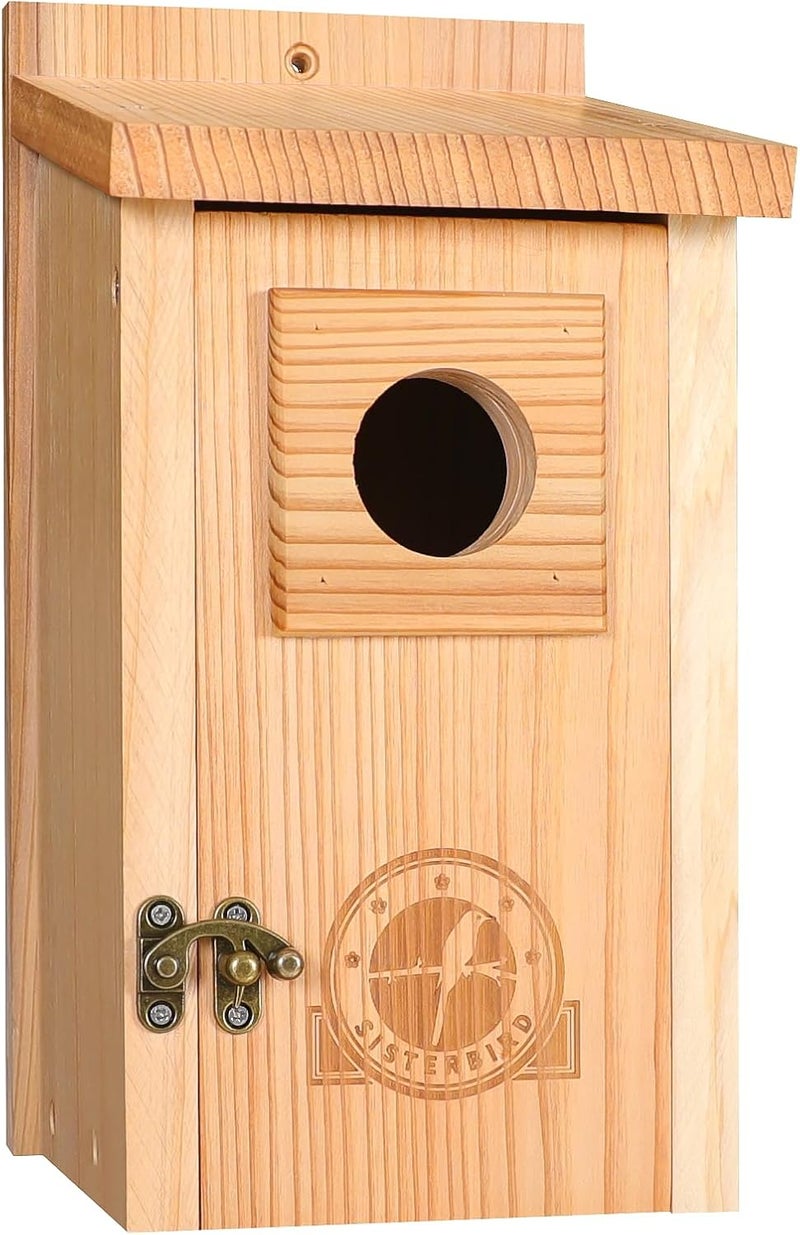 SISTERBIRD Bird Houses for Outside 1-1/2" Entrance Hole Cedar Wild BirdHouses with Wood Guard Outdoor Bluebird Wren Swallow Finch Assembly Required - Image 1